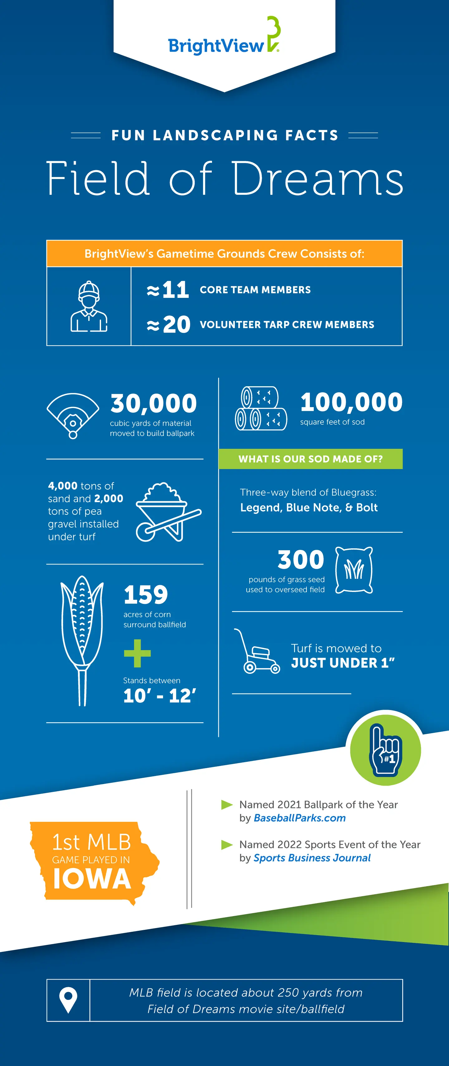 BrightView infographic MLB at Field of Dreams 